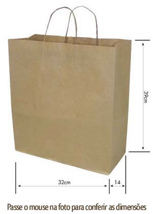SACOLA EM PAPEL KRAFT TAM. G PACOTE COM/100 PEÇAS