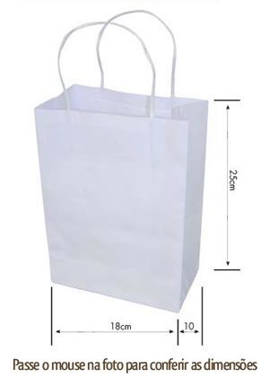 SACOLA KRAFT BRANCA TAM P. 18X25X10 PACOTE C/100 UN.