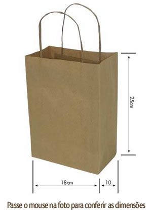 SACOLAS EM PAPEL KRAFT NATURAL TAMNHO PEQ PACOTE C/ 100 UN