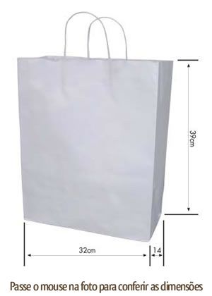 SACOLA KRAFT BRANCA TAM G. 32X39X14 PACOTE C/100 UN.